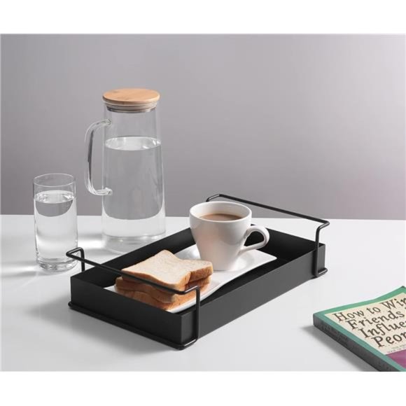 Decorative Coffee Table Tray Black Tray with Handles Serving Tray Christmas - Picture 3 of 7